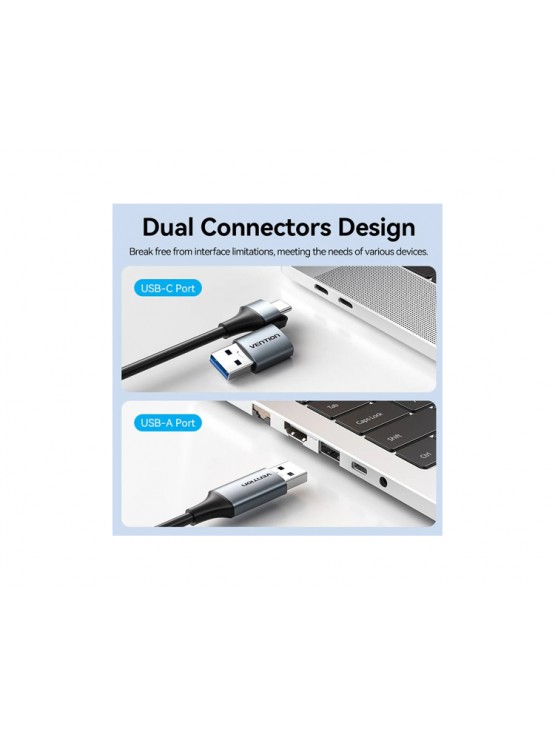 ადაპტერი: Vention CFQHB USB/USB-C to Gigabit Ethernet Adapter 0.15m Gray Aluminum