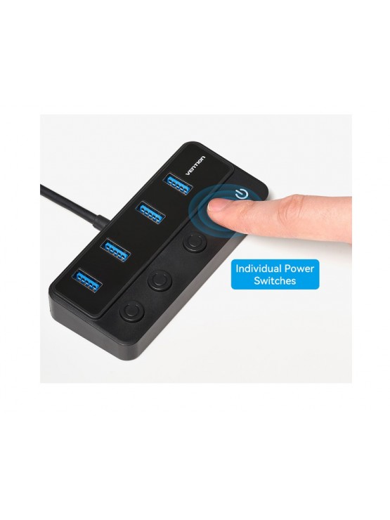 USB ჰაბი: Vention CHWBF 5-in-1 USB 3.0 Hub with Individual Power Switches 1m Black