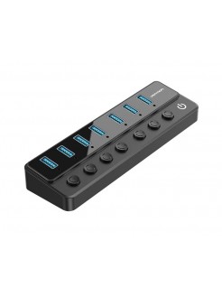 USB ჰაბი: Vention CHXB0-EU 8-in-1 USB 2.0/3.0 Hub With Individual Power Switches Led Black