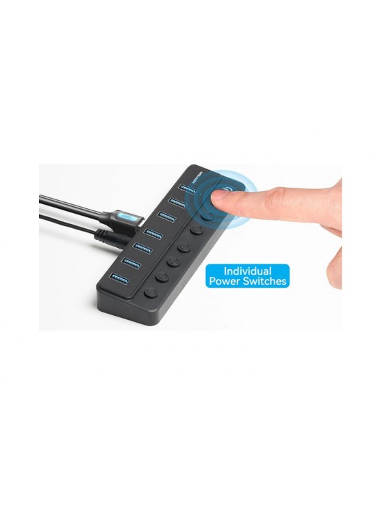 USB ჰაბი: Vention CHXB0-EU 8-in-1 USB 2.0/3.0 Hub With Individual Power Switches Led Black