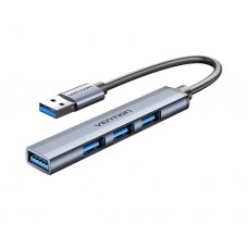 USB ჰაბი: Vention CKOHB 4-in-1 USB 3.0 Ultra-Slim Mini Hub 0.15m Metal Gray