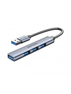 USB ჰაბი: Vention CKOHB 4-in-1 USB 3.0 Ultra-Slim Mini Hub 0.15m Metal Gray