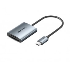 ადაპტერი: Vention CLOHB 2-in-1 SD 4.0 Card Reader (SD+TF) USB-C 3.0 0.15m Gray Aluminum