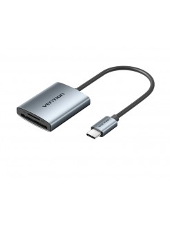 ადაპტერი: Vention CLOHB 2-in-1 SD 4.0 Card Reader (SD+TF) USB-C 3.0 0.15m Gray Aluminum