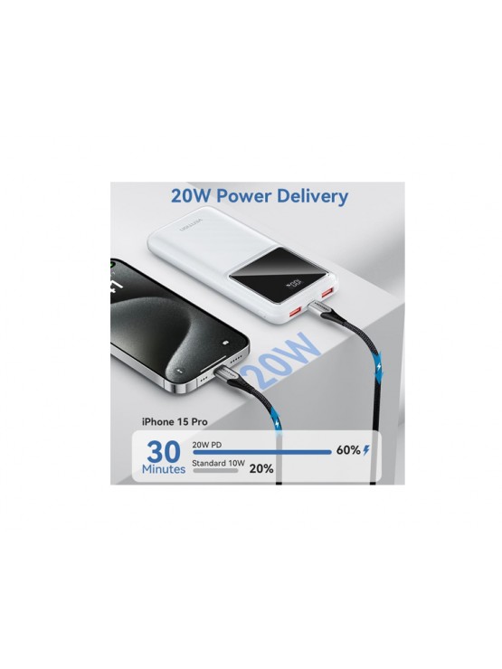 პოტრატული დამტენი: Vention FHKW0 10.000mAh Power Bank 22.5W With LED Display White