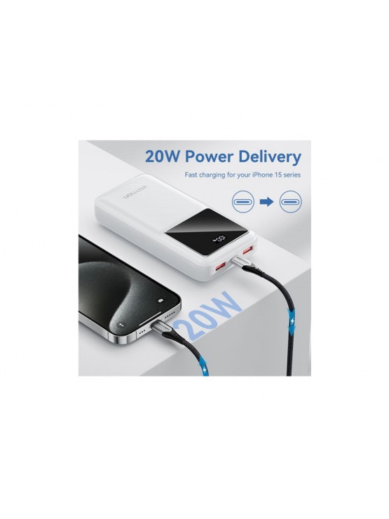 პოტრატული დამტენი: Vention FHLW0 20.000mAh Power Bank 22.5W With LED Display White