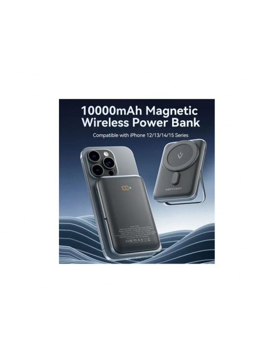 პოტრატული დამტენი: Vention FHTB0 10.000mAh Magnetic Wireless Power Bank 22.5W With LED Display Black
