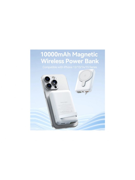 პოტრატული დამტენი: Vention FHTW0 10.000mAh Magnetic Wireless Power Bank 22.5W With LED Display White
