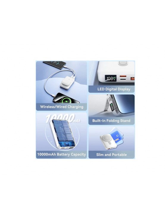 პოტრატული დამტენი: Vention FHTW0 10.000mAh Magnetic Wireless Power Bank 22.5W With LED Display White