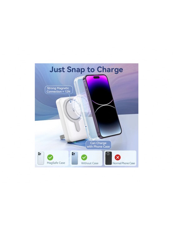 პოტრატული დამტენი: Vention FHTW0 10.000mAh Magnetic Wireless Power Bank 22.5W With LED Display White