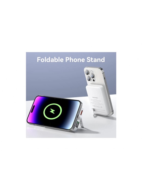 პოტრატული დამტენი: Vention FHTW0 10.000mAh Magnetic Wireless Power Bank 22.5W With LED Display White