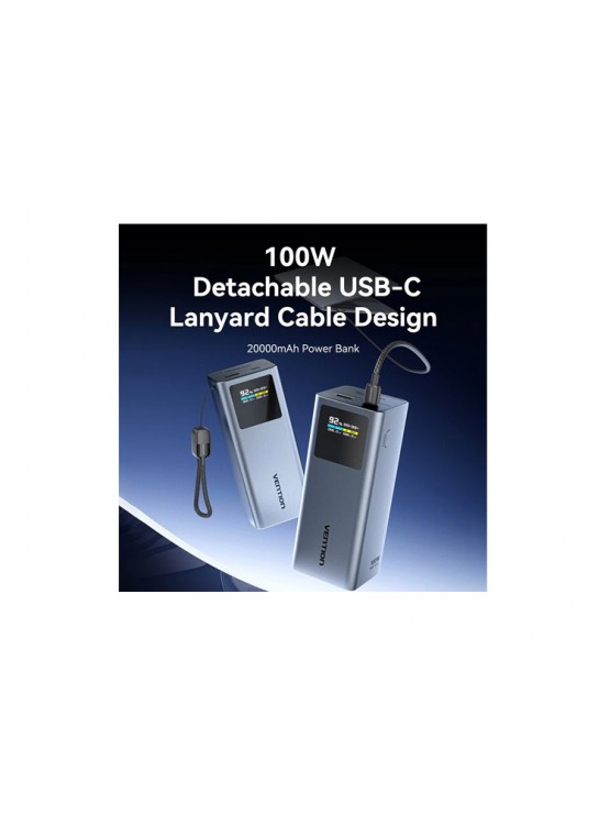 პოტრატული დამტენი: Vention FKCH0 20.000mAh Power Bank 100W Gray