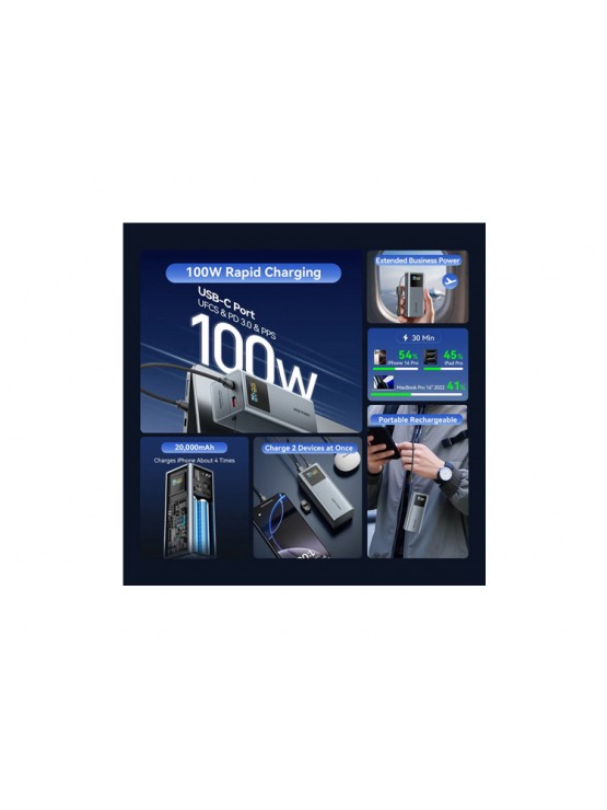 პოტრატული დამტენი: Vention FKCH0 20.000mAh Power Bank 100W Gray
