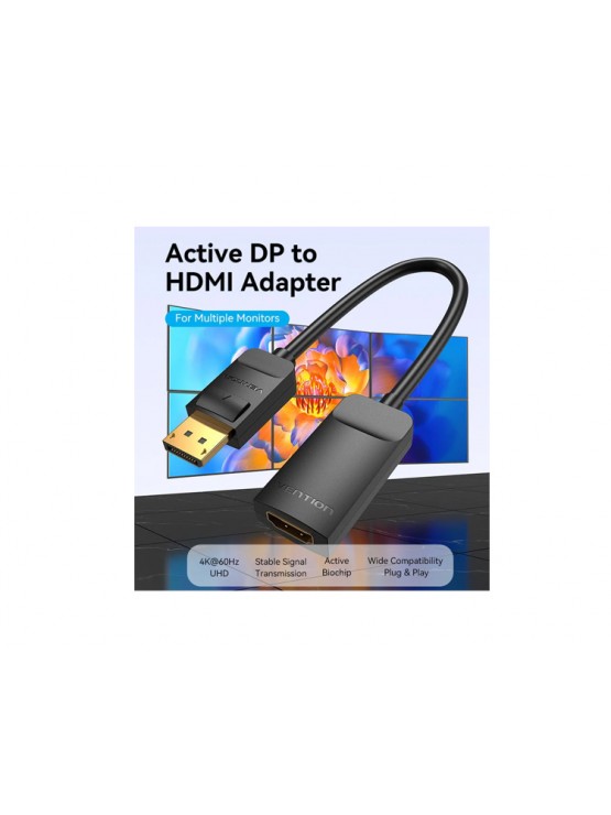 ადაპტერი: Vention HBZBB 4K/60Hz DisplayPort to HDMI Converter 0.15m Black