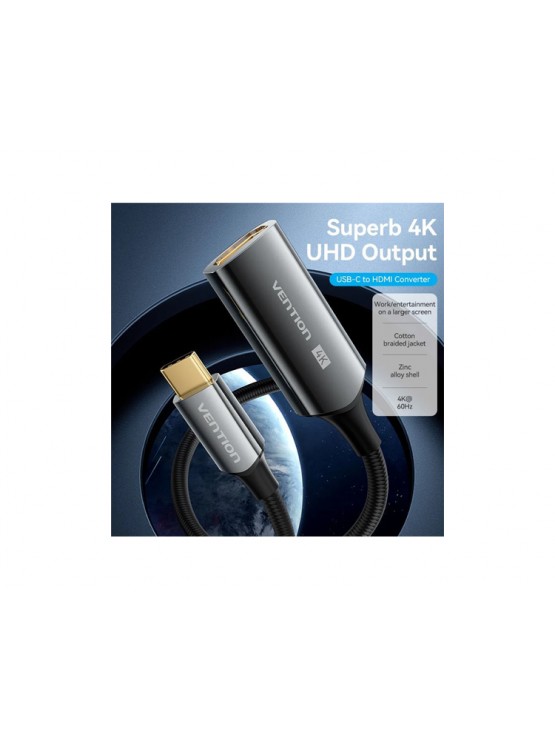 ადაპტერი: Vention CREBC 4K/60Hz USB Type-C to HDMI Converter 0.25m Black