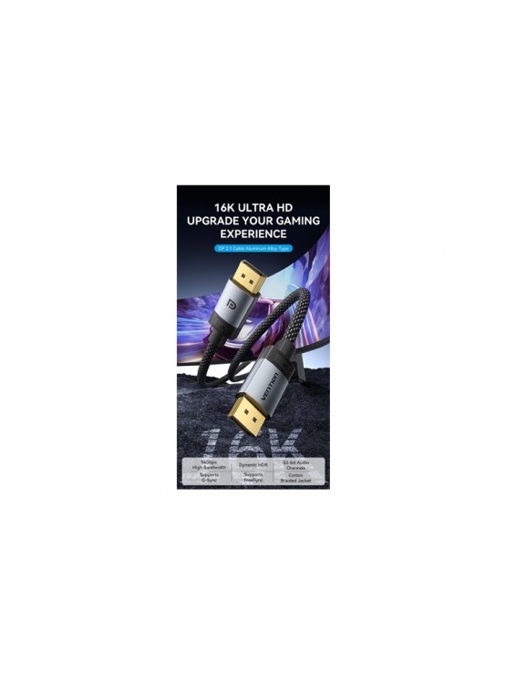 კაბელი: Vention HGBHJ 16K/60Hz DisplayPort Cable 5m Grey Aluminum