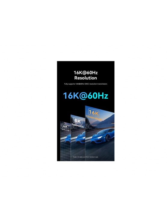 კაბელი: Vention HGBHJ 16K/60Hz DisplayPort Cable 5m Grey Aluminum