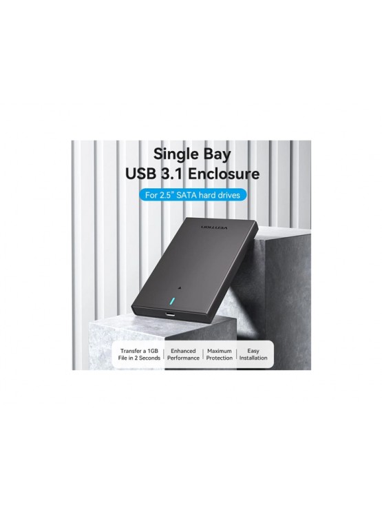 მყარი დისკის ყუთი: Vention KPBB0 2.5" HDD/SSD SATA USB-C 3.1 6Gbps Hard Drive Enclosure Black