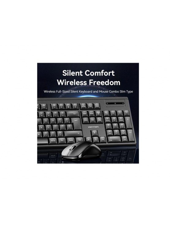 კლავიატურა-მაუსი: Vention KTZB0-EN Wireless Full-Sized Silent Keyboard and Mouse EN layout Black