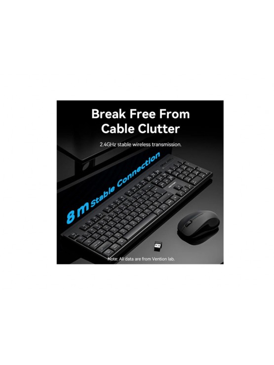 კლავიატურა-მაუსი: Vention KTZB0-EN Wireless Full-Sized Silent Keyboard and Mouse EN layout Black