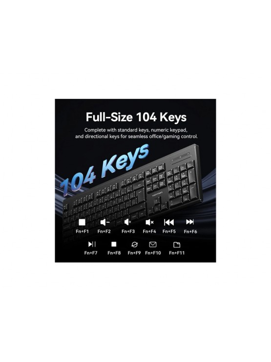 კლავიატურა-მაუსი: Vention KTZB0-EN Wireless Full-Sized Silent Keyboard and Mouse EN layout Black
