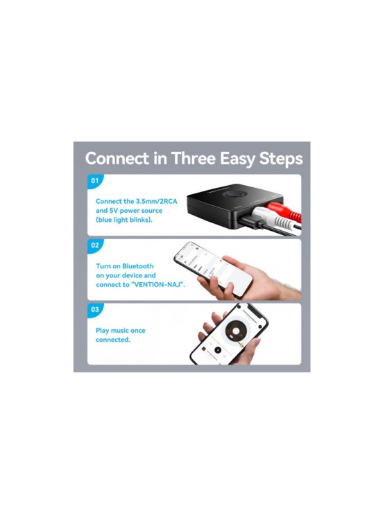 ბლუთუზი: Vention NAJB0 Bluetooth Audio Receiver Black