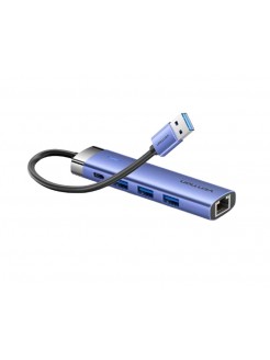 USB ჰაბი: Vention TGFSB 5-in-1 USB 3.0 Hub 0.15m Blue Aluminum