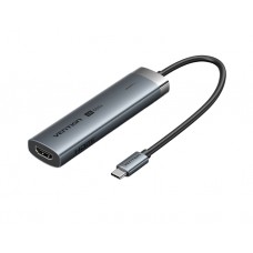 დოქ სადგური: Vention TGMHB 5-in-1 USB-C 4K/60Hz Docking Station 5Gbps 100W PD 0.15m Gray Aluminum