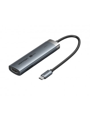 დოქ სადგური: Vention TGNHB 6-in-1 USB-C 4K/60Hz Docking Station 5Gbps 100W PD 0.15m Gray Aluminum