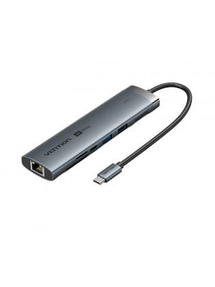 დოქ სადგური: Vention TGVHB 9-in-1 USB-C 4K/60Hz Docking Station 5Gbps 100W PD 0.15m Gray Aluminum