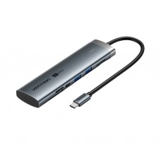 დოქ სადგური: Vention TPSHB 7-in-1 USB-C 4K/60Hz Docking Station 5Gbps 100W PD 0.15m Gray Aluminum