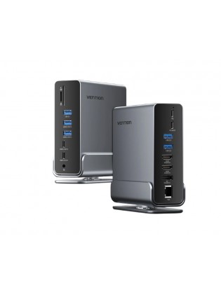 დოქ სადგური: Vention TPUH0 15-in-1 USB-C MST Docking Station 10Gbps Transfer Speed Aluminum