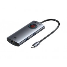 დოქ სადგური: Vention TQZHB 6-in-1 USB-C 8K/30Hz Docking Station 5Gbps 100W PD With Smart Led Display 0.15m Aluminum