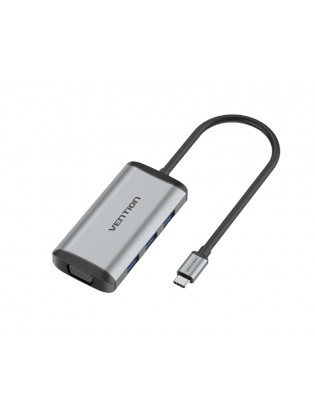 დოქ სადგური: Vention TGSHB 6-in-1 USB-C 4K/30Hz Docking Station 5Gbps 0.15m Gray Aluminum