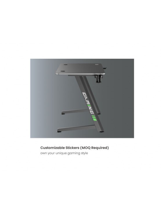 გეიმერული მაგიდა: Vertex VX-GD-02RGBB Gaming Desk With RGB Lighting On Desk Edge Black/Matte Black