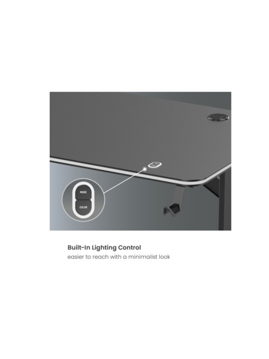 გეიმერული მაგიდა: Vertex VX-GD-02RGBB Gaming Desk With RGB Lighting On Desk Edge Black/Matte Black