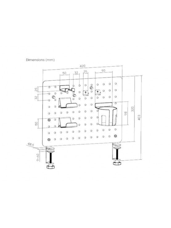 გეიმინგ თარო: Vertex VX-GPB-02R Gaming Clamp-on Desk Pegboard Red