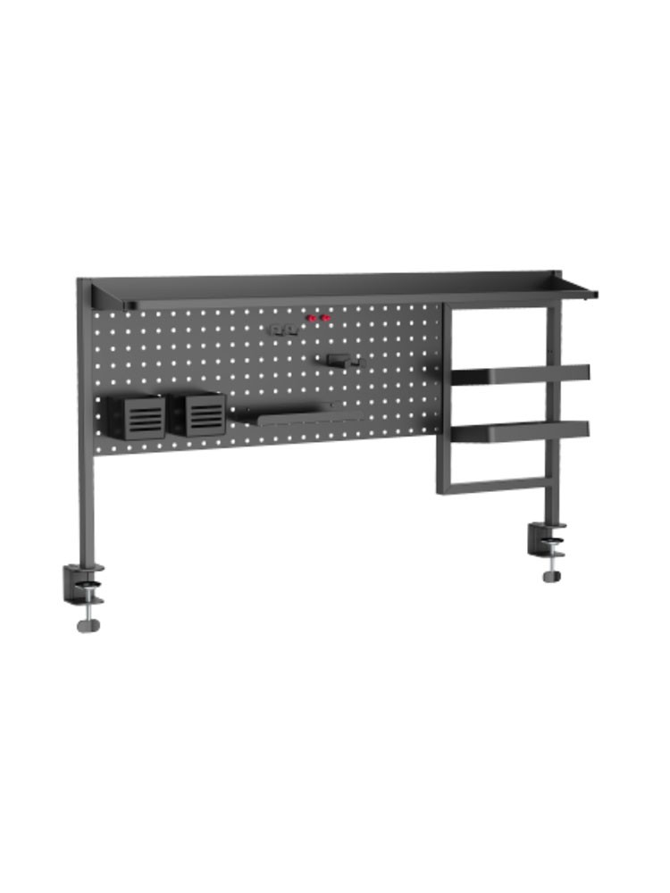 ორგანაიზერის თარო: Vertex VX-PB-01B Clamp-On Multi-Purpose Pegboard Organizer Shelf (for 1200mm Desktops) Black
