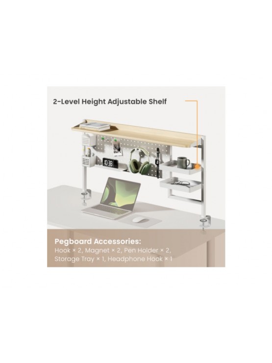 ორგანაიზერის თარო: Vertex VX-PB-01B Clamp-On Multi-Purpose Pegboard Organizer Shelf (for 1200mm Desktops) Black
