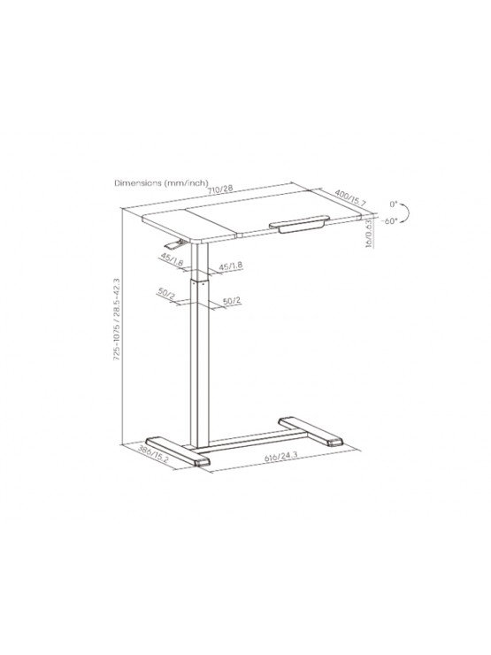 გვერდითი მაგიდა: Vertex VX-ST-7140MW Height Adjustable Side Table Matte White/White Oak