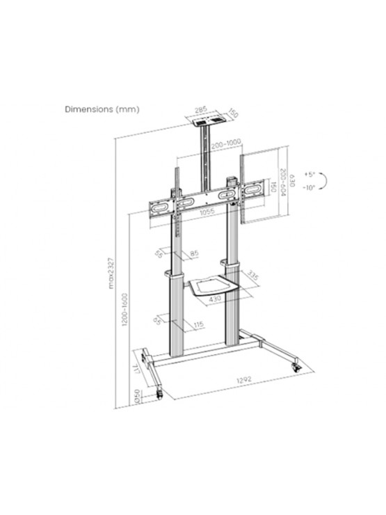 ტელევიზორის სადგამი: Vertex VX-TV-ST02 TV Stand 60"-100"