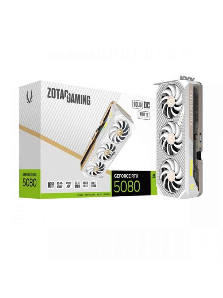 ვიდეო დაფა: Zotac GAMING GeForce RTX5080 SOLID OC White Edition 16GB 256-Bit GDDR7 - ZT-B50800Q-10P