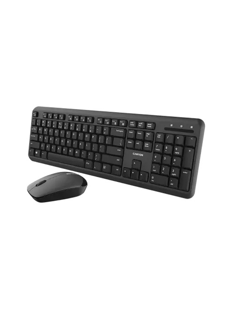 კლავიატურა-მაუსი: Canyon Set-W20 Keyboard And Mouse Velvet Wireless Black 