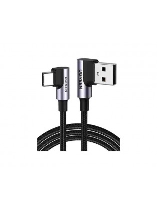 კაბელი: UGREEN US176 18W USB-A to Type-C 90 Degree 0.5m Space Gray - 20855