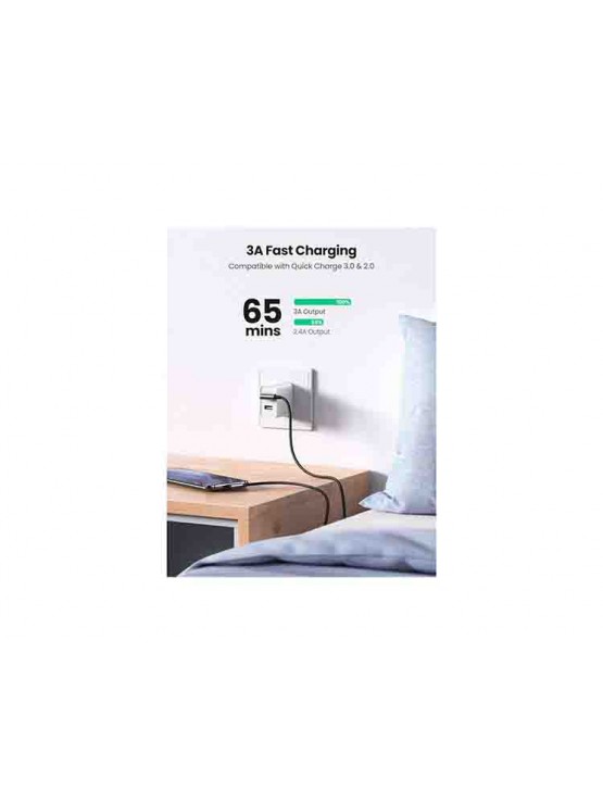 კაბელი: UGREEN US176 18W USB-A to Type-C 90 Degree 0.5m Space Gray - 20855