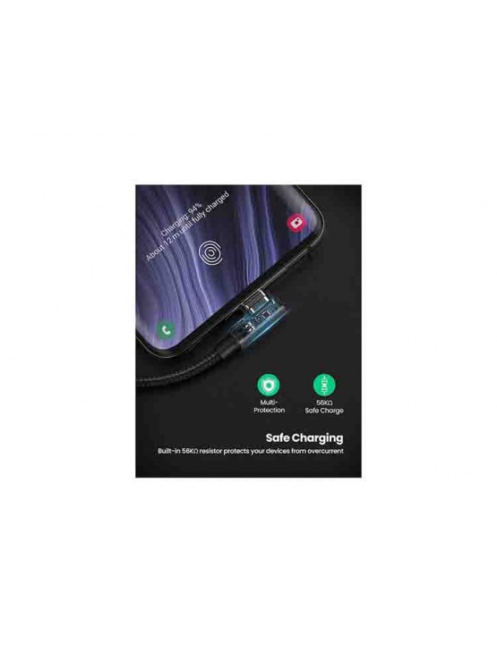 კაბელი: UGREEN US176 18W USB-A to Type-C 90 Degree 0.5m Space Gray - 20855