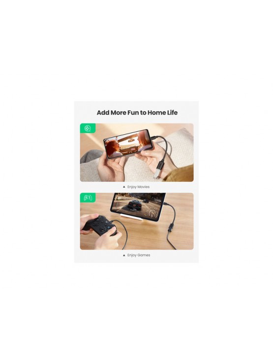 კაბელი: UGREEN US154 Type-C Male to USB 3.0 Female OTG Cable 15cm Black - 30701