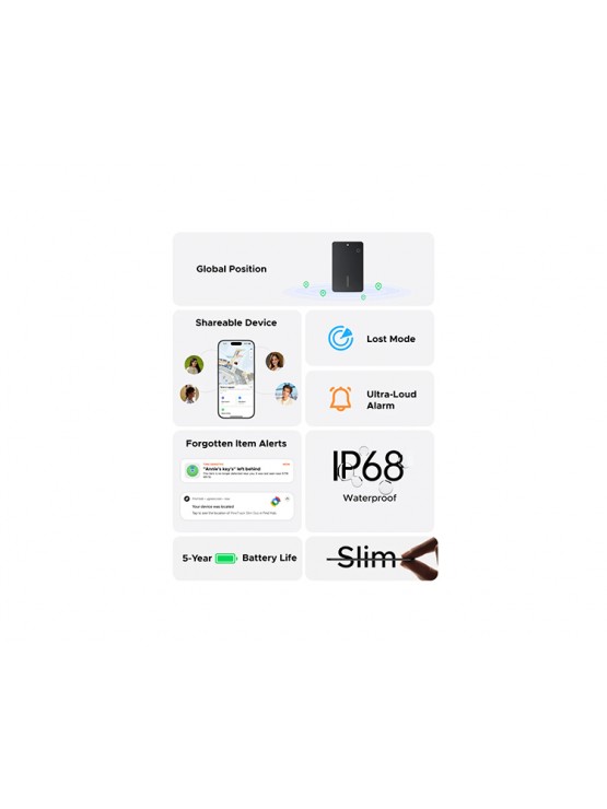 Smart მოწყობილობა: UGREEN CM916 Slim Pro Apple Google Smart Tag Finder Dark Gray - 75644