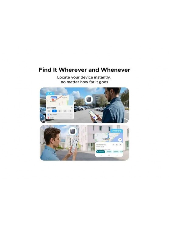 Smart მოწყობილობა: UGREEN CM916 FineTrack Duo AppleGoogle Smart Tag Finder Grey - 75646