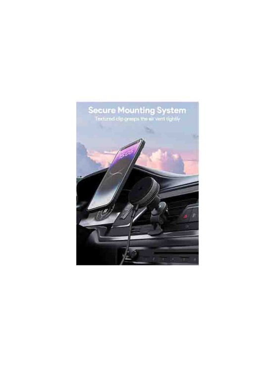 დამტენი: Aukey 15W HD-MC13A MagFusion Dash Pro Qi2 Active Cooling Wireless Charging Phone Mount Gray